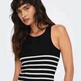 Top Only Kenya Rib Strip Black - ECRU