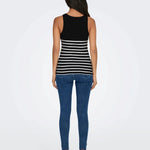 Top Only Kenya Rib Strip Black - ECRU