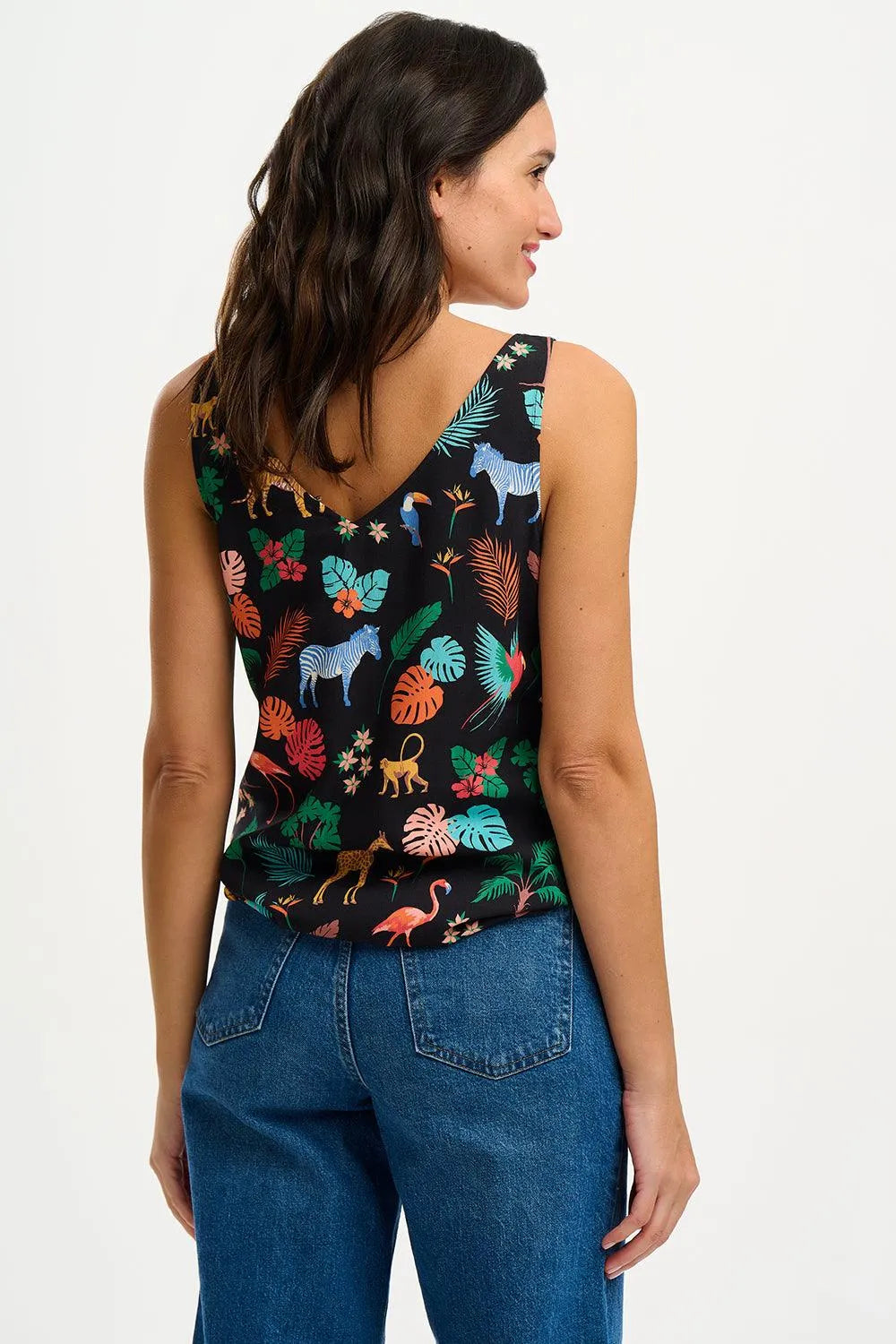 Top Sugarhill Romy Black Tropical Safari - ECRU