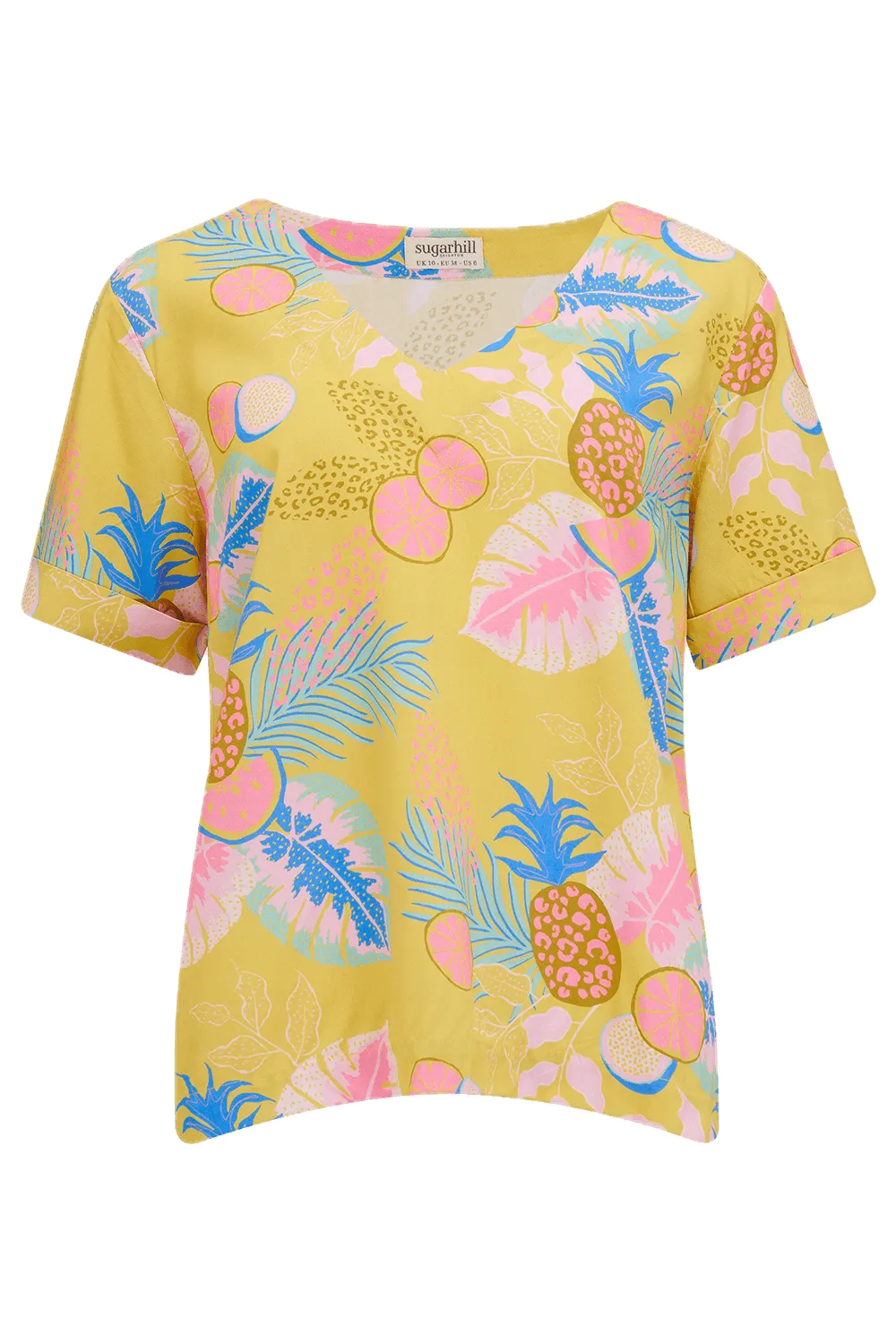 Top Sugarhill Rosalie Yellow Tropical Fruits - ECRU