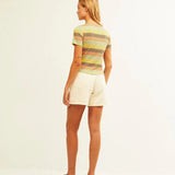 Top Xantik Fruncido Accordion Rainbow - ECRU