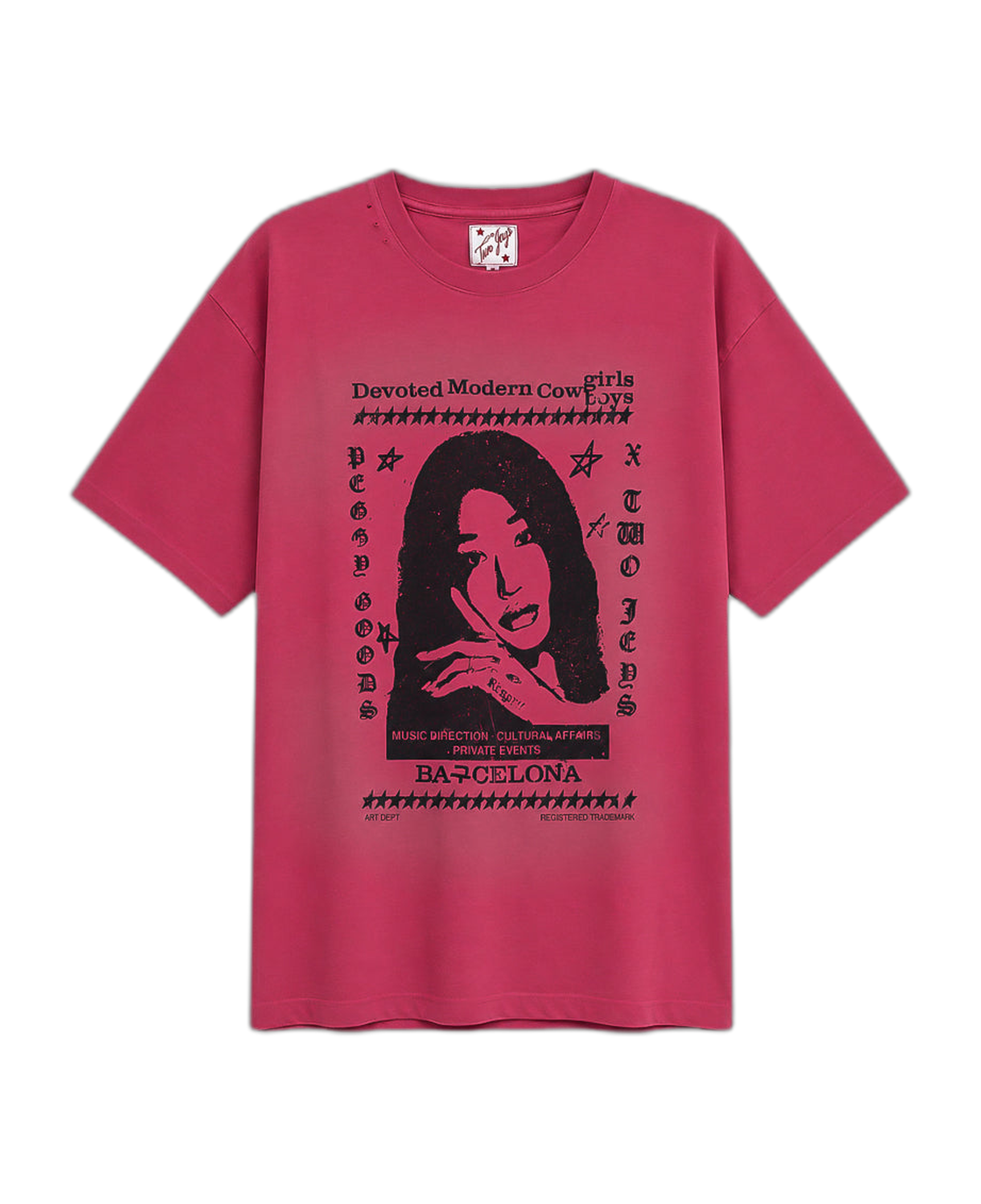 Camiseta Twojeys x Peggy Gou Bussines Rosa — flat frontal con fondo transparente