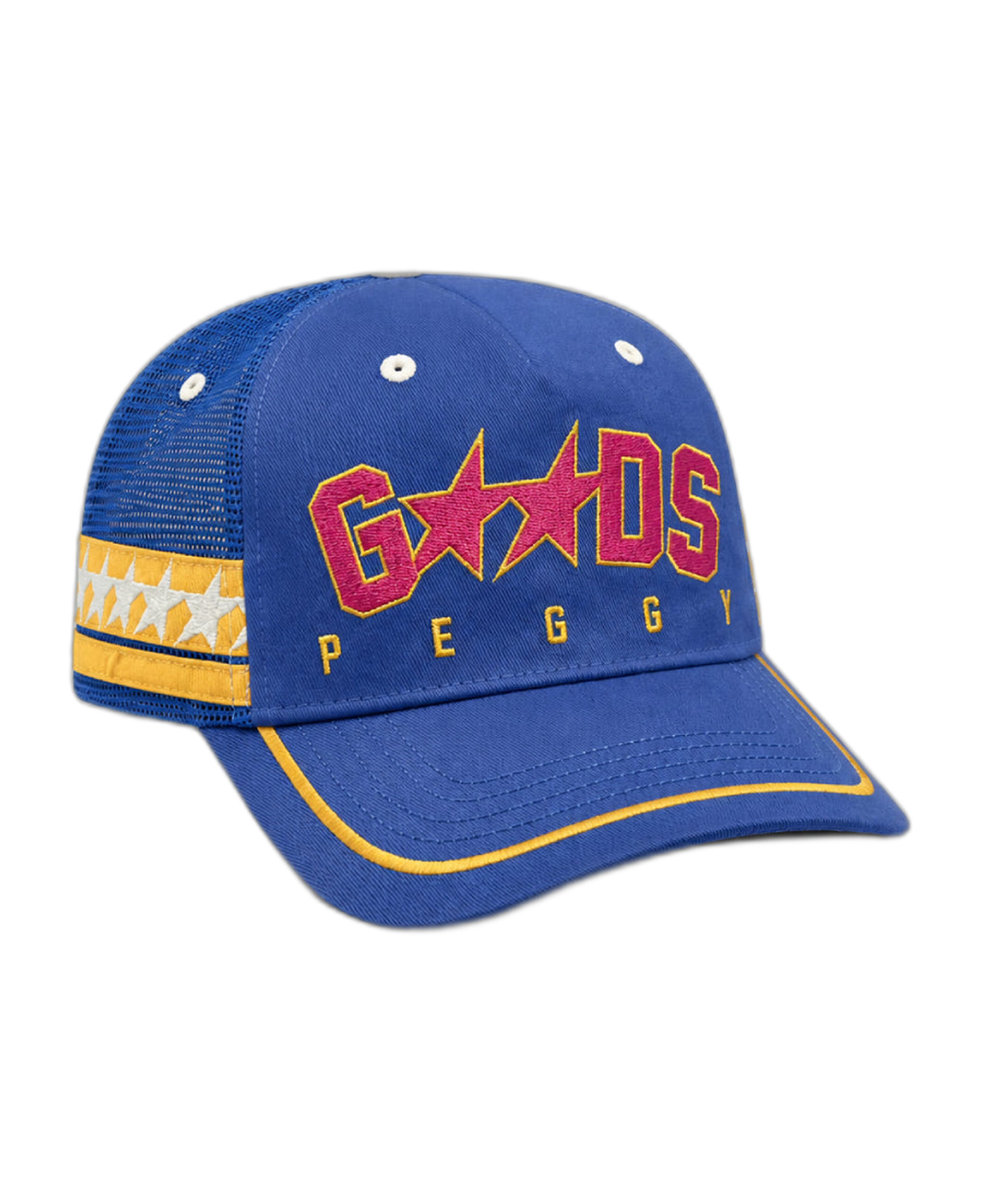 Gorra Twojeys x Peggy Gou Trucker Azul Marino — flat frontal con fondo transparente