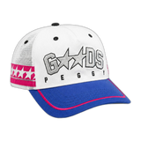 Gorra Twojeys x Peggy Gou Trucker Blanca — flat frontal con fondo transparente