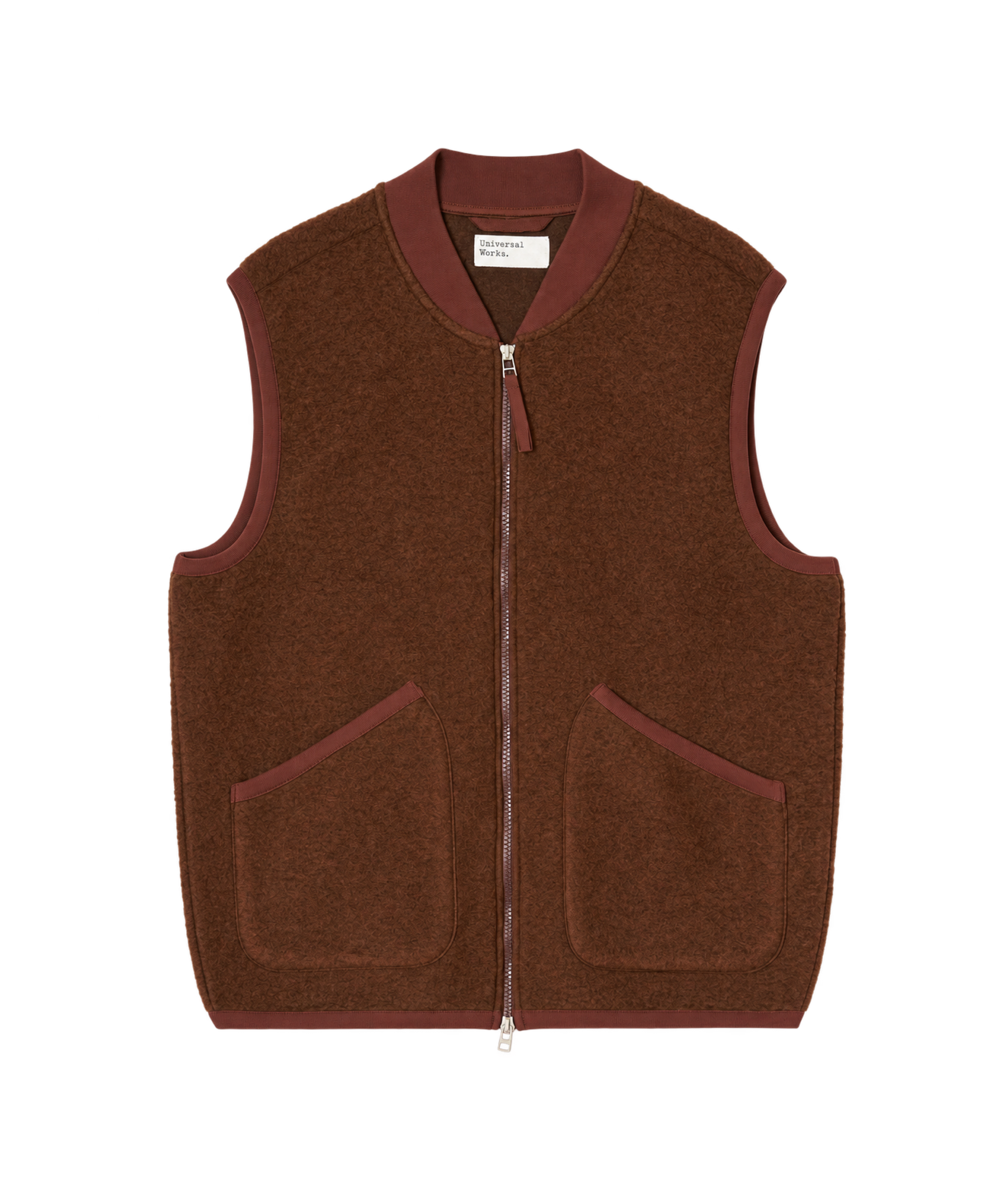 Chaleco UNIVERSAL WORKS Wool Fleece Zip Cacao
