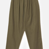 UNIVERSAL WORKS Pleated Track Brushed Moleskin Olive - frontal