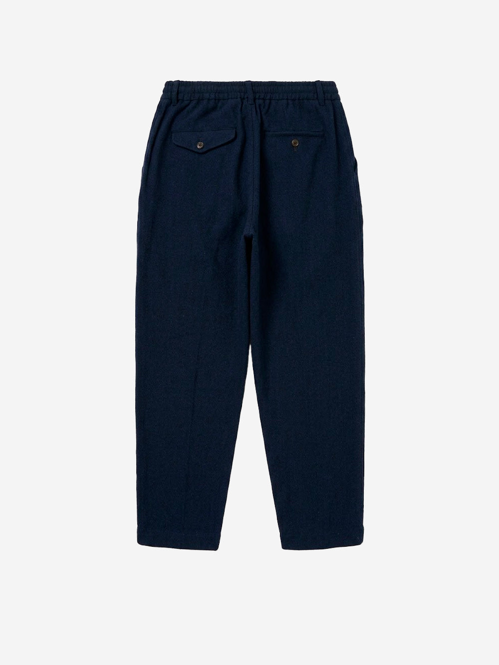 UNIVERSAL WORKS Pleated Track Wool Herringbone Navy - vista trasera