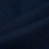 UNIVERSAL WORKS Pleated Track Wool Herringbone Navy - detalle del tejido