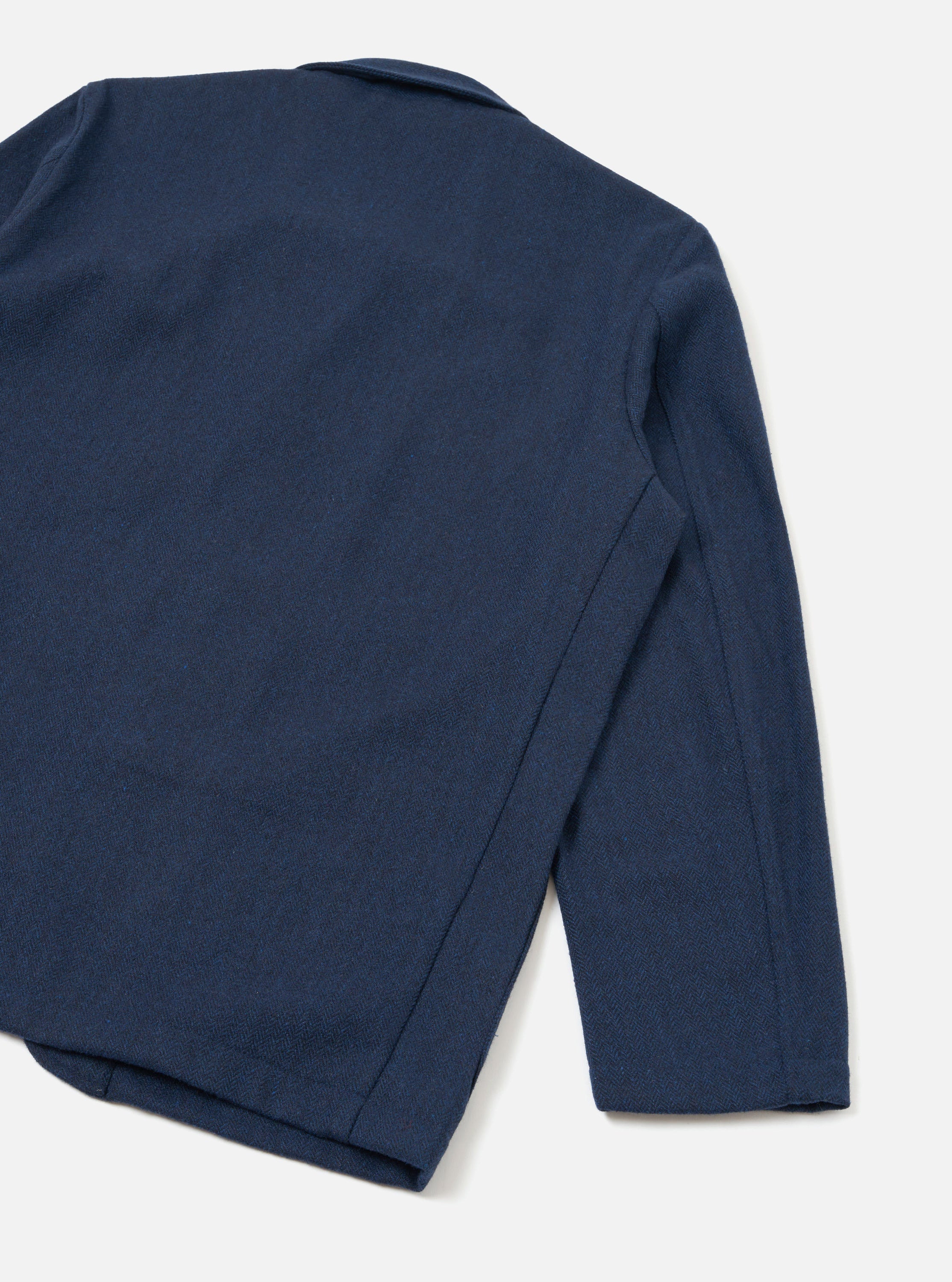 UNIVERSAL WORKS Ives Wool Herringbone Navy - vista trasera