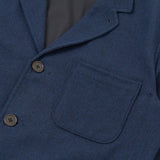 UNIVERSAL WORKS Ives Wool Herringbone Navy - detalle