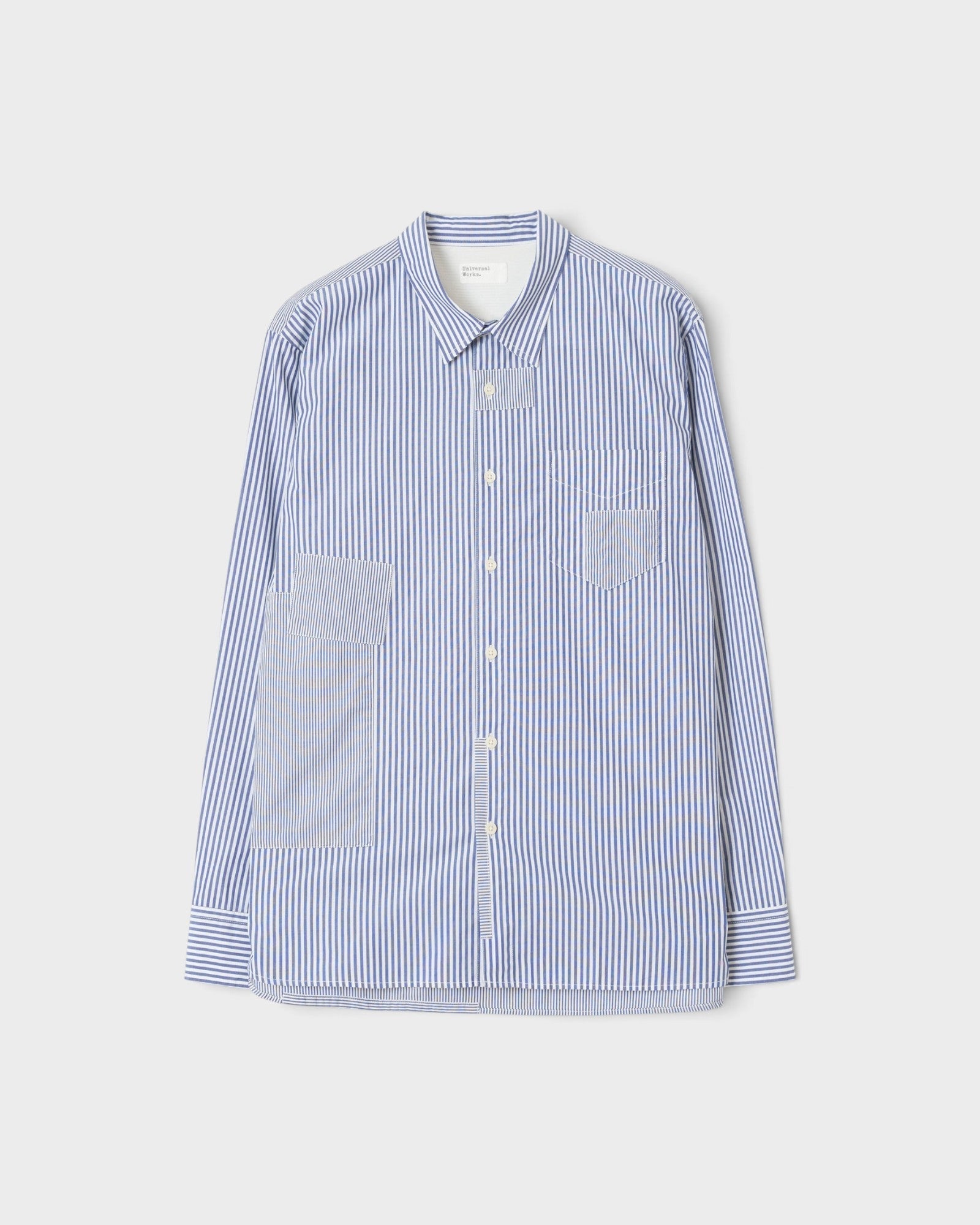 UNIVERSAL WORKS Queens Cotton Patched Shirt Navy - vista frontal