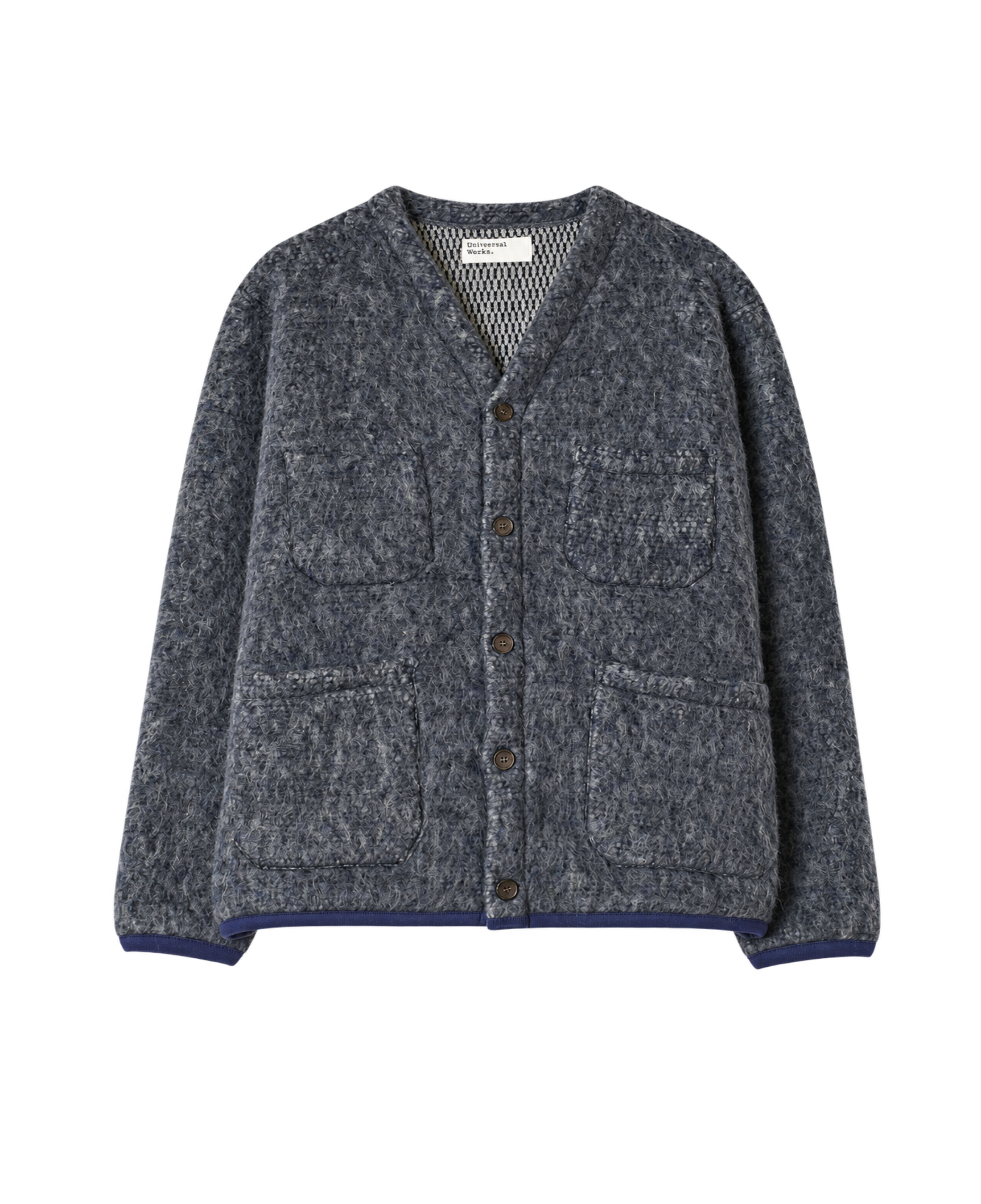 Cárdigan UNIVERSAL WORKS Losso Mohair Mix Navy / Pale Grey