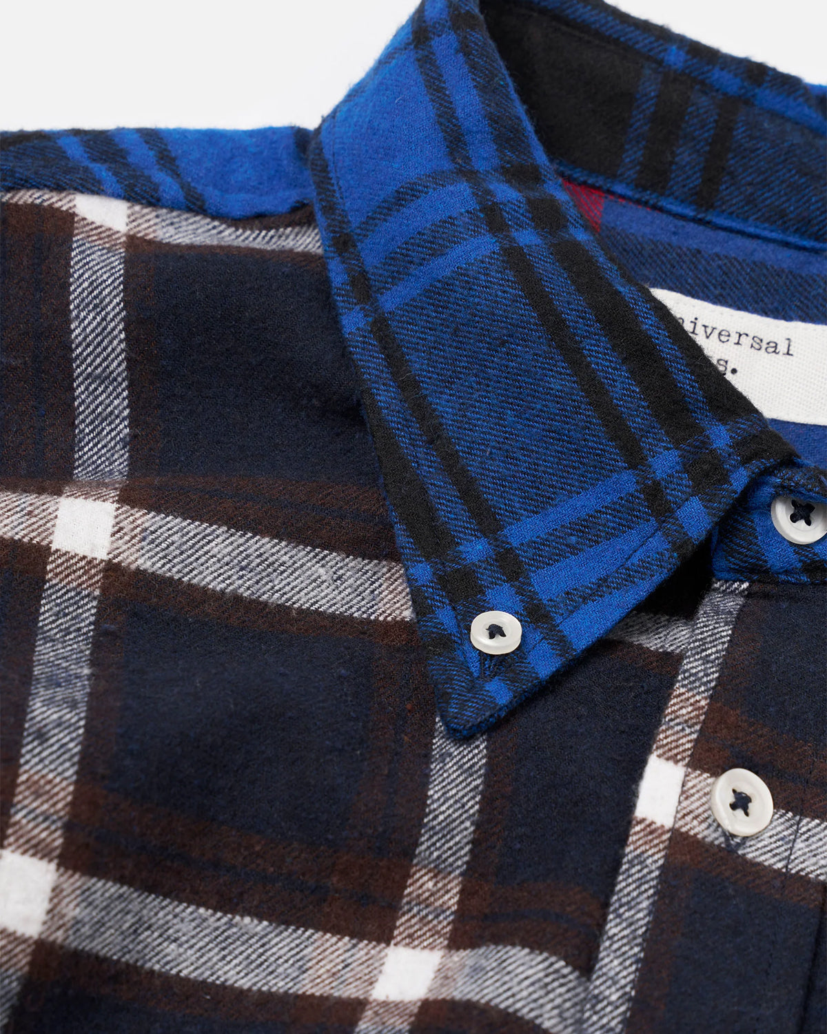 UNIVERSAL WORKS Lazy Day Patchwork Checks Blue - detalle 2