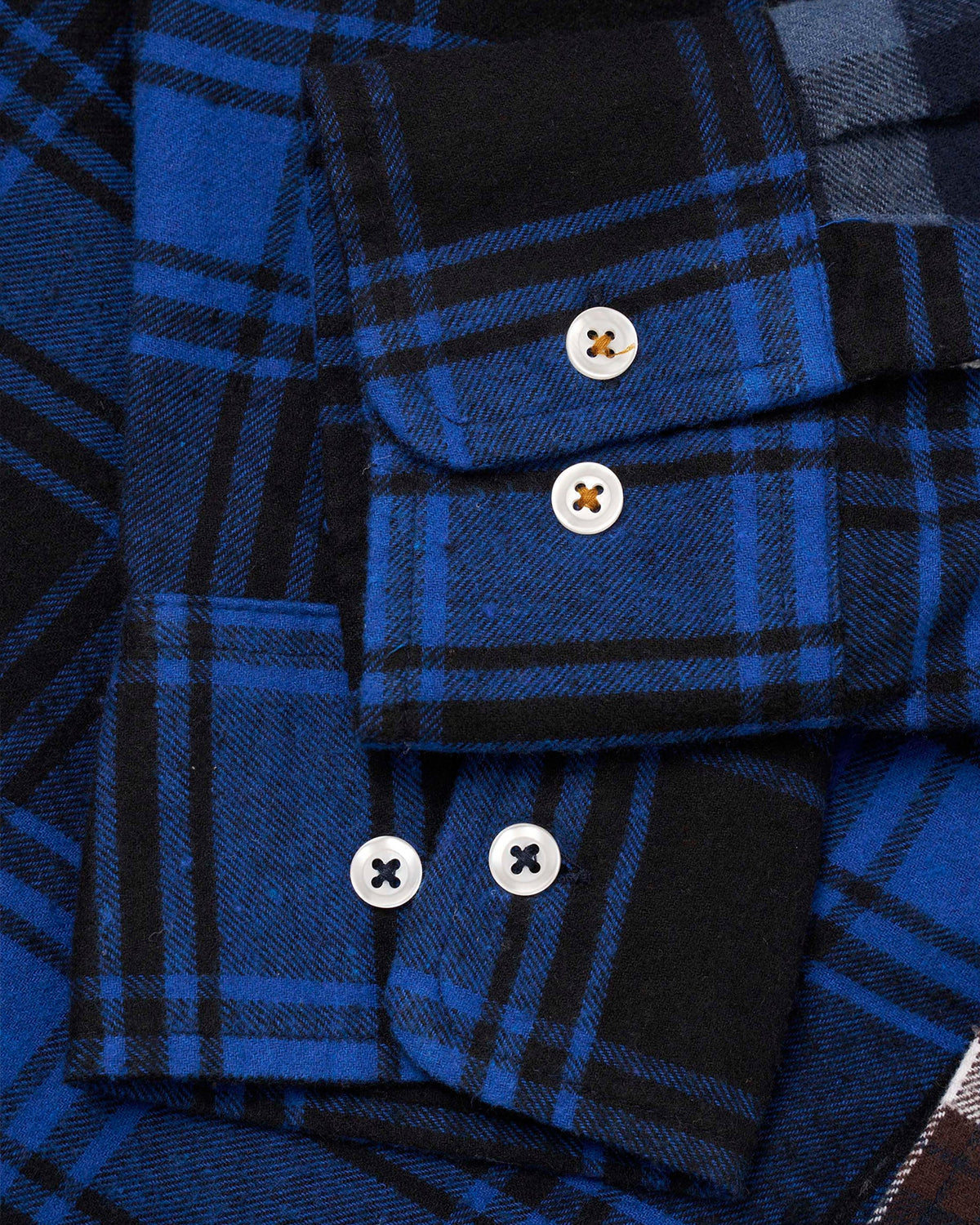 UNIVERSAL WORKS Lazy Day Patchwork Checks Blue - look 2