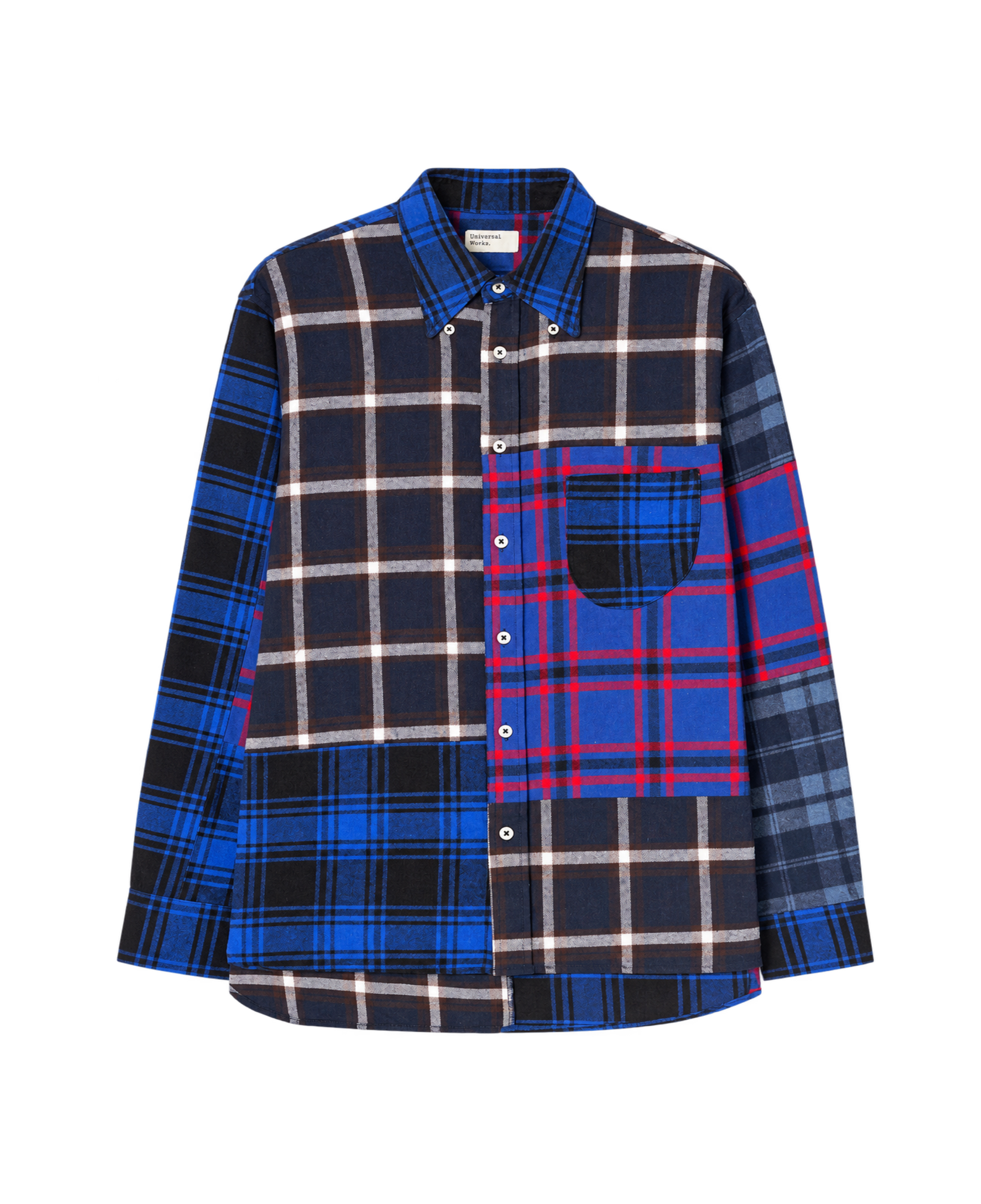 Camisa UNIVERSAL WORKS Lazy Day Patchwork Checks Blue