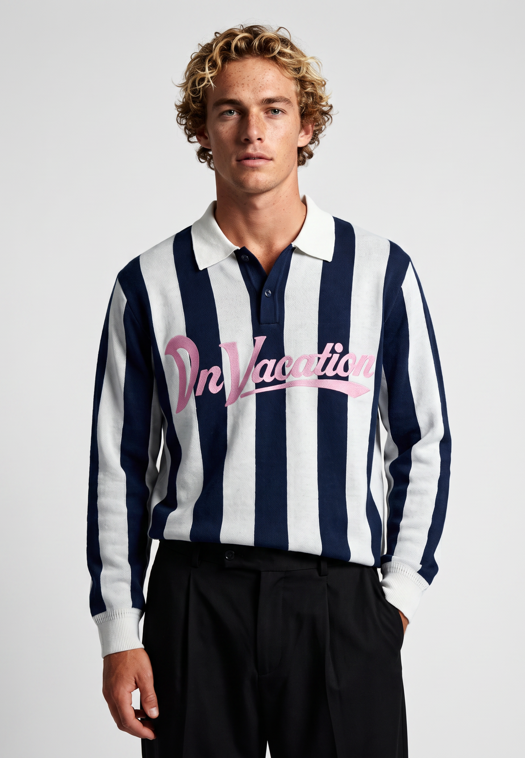 Polo On Vacation Retreat Striped Knit Dark Blue foto 2