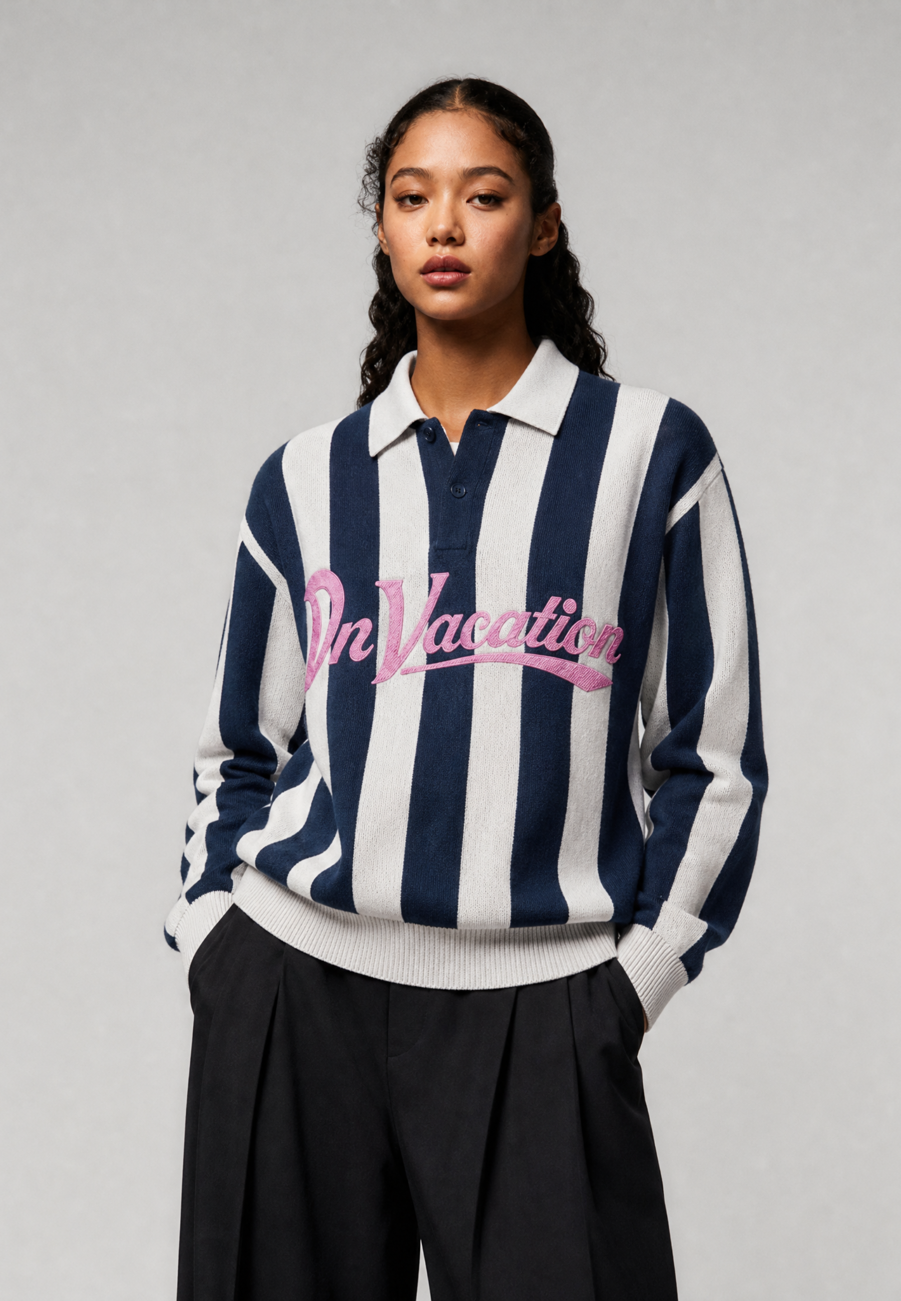 Polo On Vacation Retreat Striped Knit Dark Blue foto 10