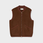 UNIVERSAL WORKS Zip Waistcoat Wool Fleece Cacao - vista frontal