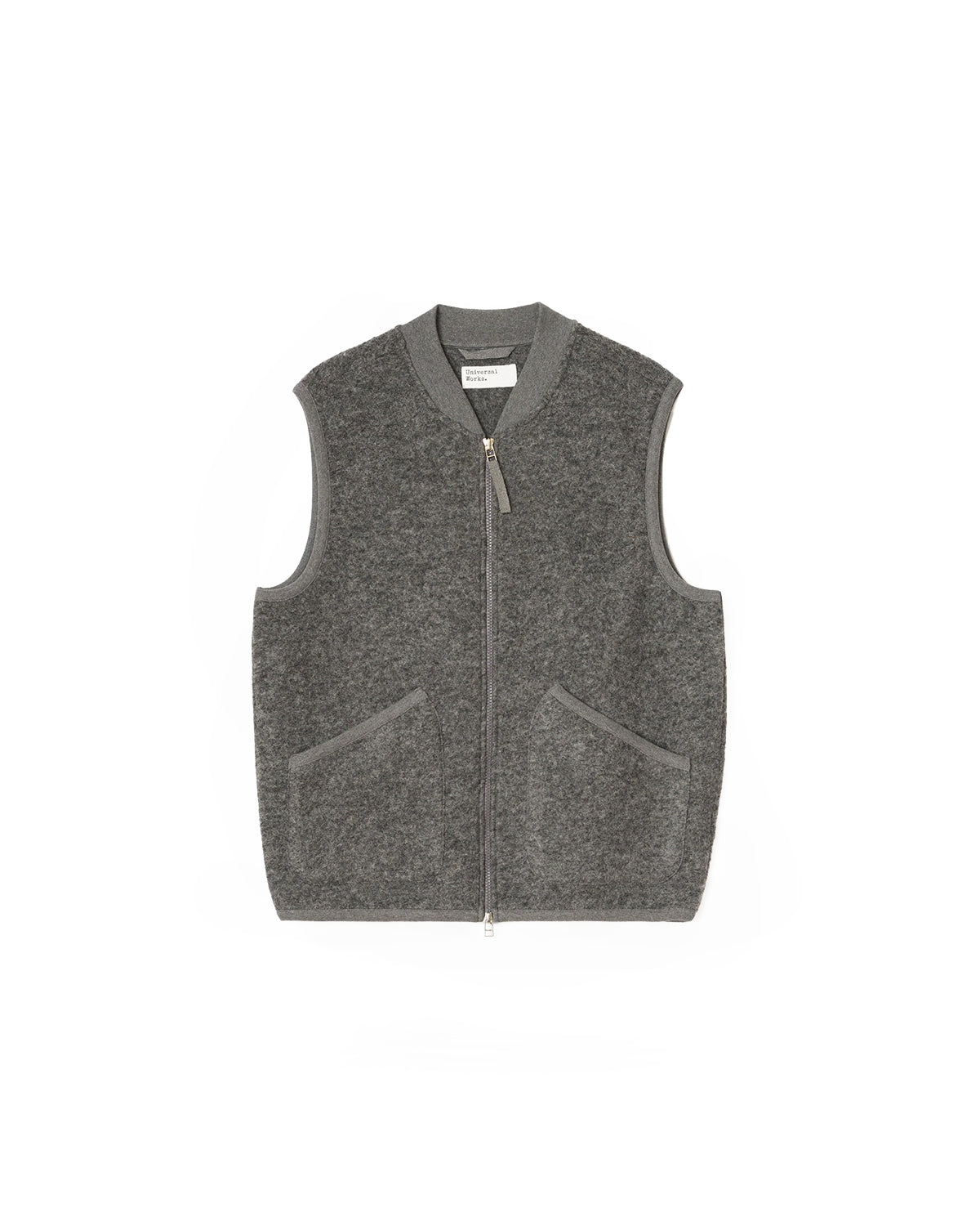 UNIVERSAL WORKS Zip Waistcoat Wool Fleece Grey Marl - imagen 1