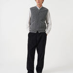 UNIVERSAL WORKS Zip Waistcoat Wool Fleece Grey Marl - imagen 2