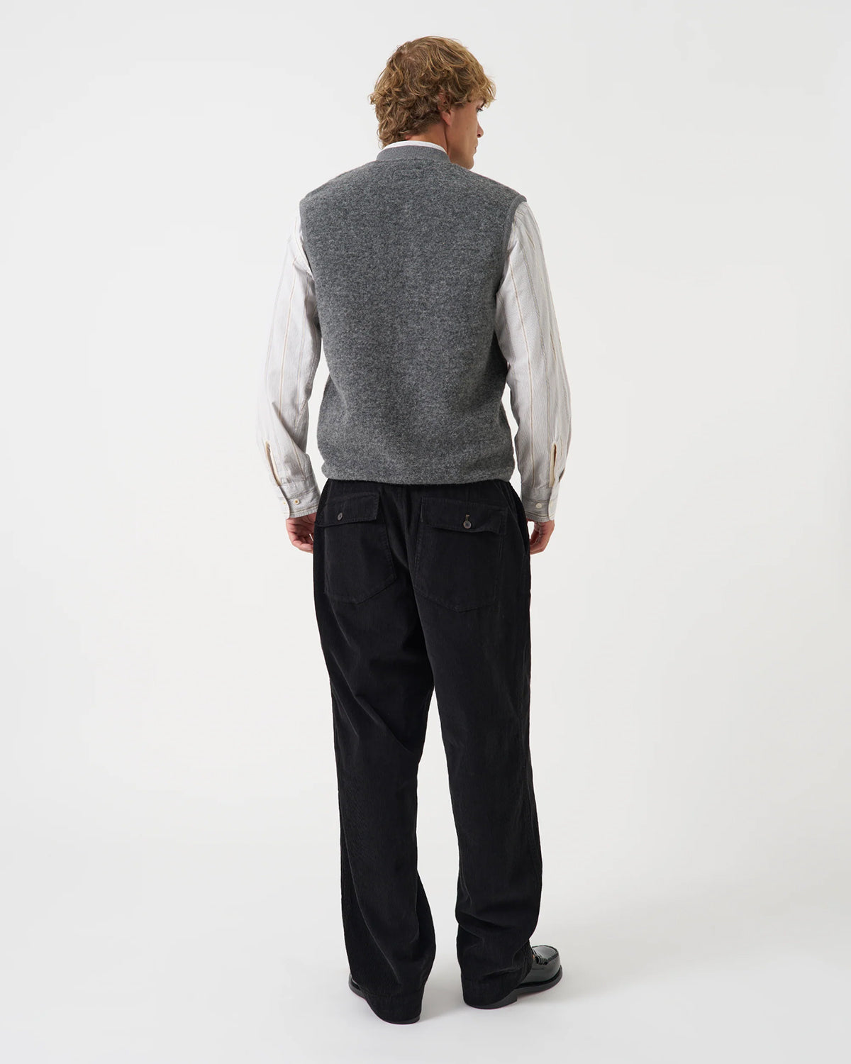 UNIVERSAL WORKS Zip Waistcoat Wool Fleece Grey Marl - imagen 3