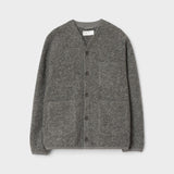 UNIVERSAL WORKS Wool Fleece Cardigan Grey Marl - vista frontal