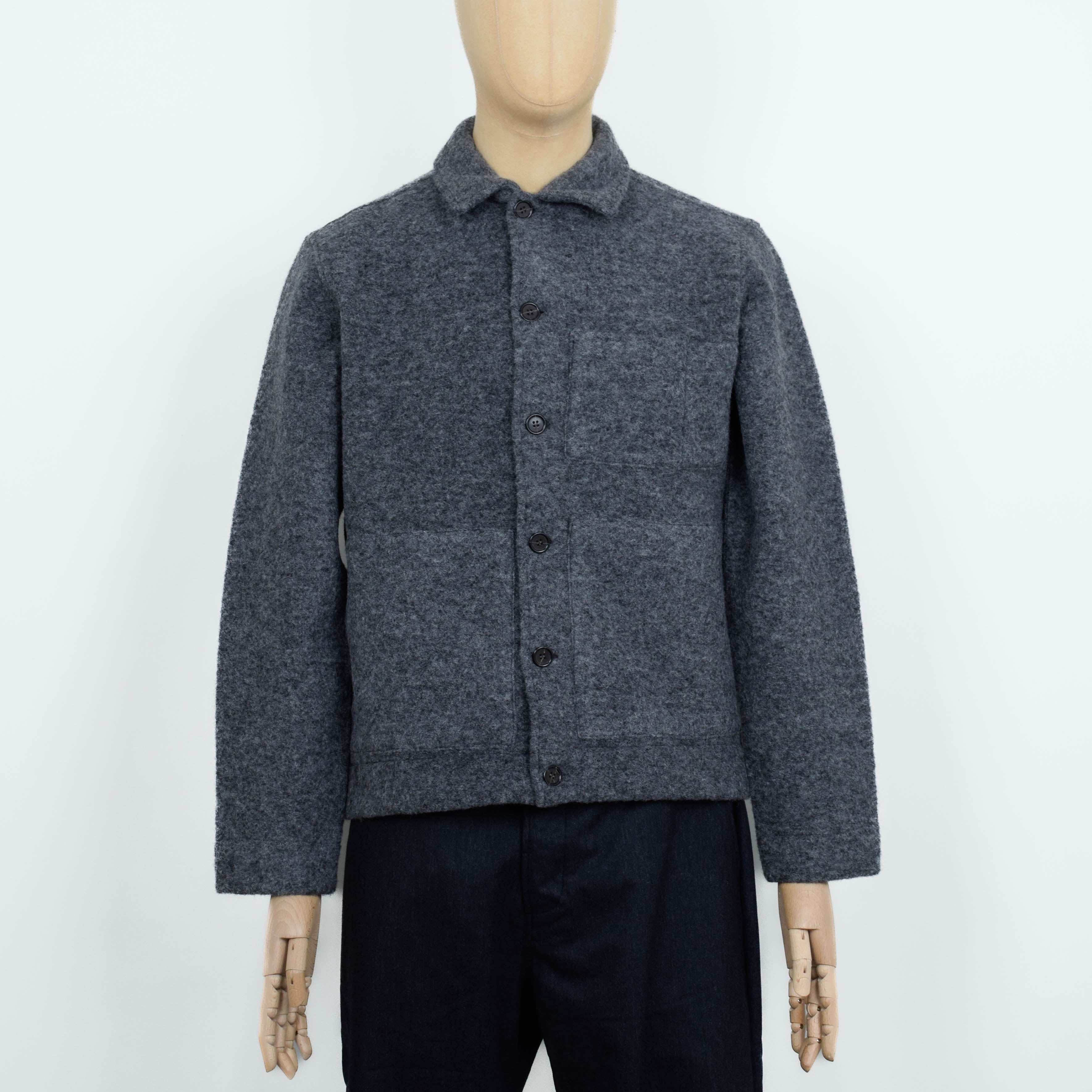 UNIVERSAL WORKS Uniform Jacket Wool Fleece Grey Marl - vista trasera