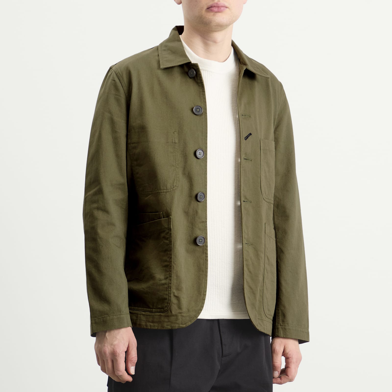 UNIVERSAL WORKS Bakers Twill Light Olive - vista trasera