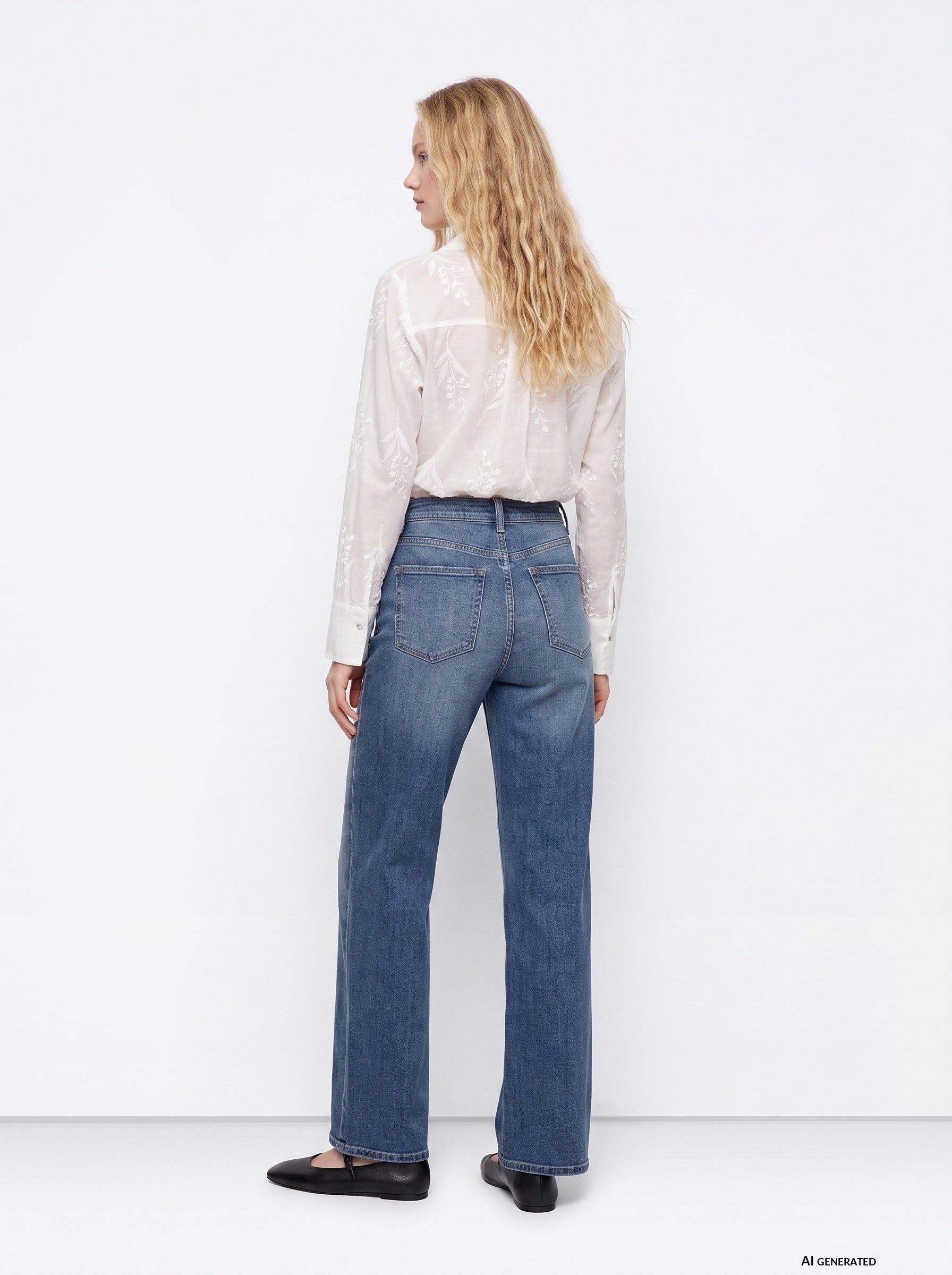 Vaquero TIFFOSI One Size Wide 1 azul denim — espalda con modelo