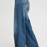 Vaqueros ICHI Twiggy Raven Wide Medium Blue - ECRU