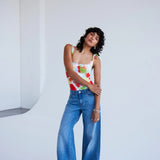 Vaqueros ICHI Twiggy Raven Wide Medium Blue - ECRU