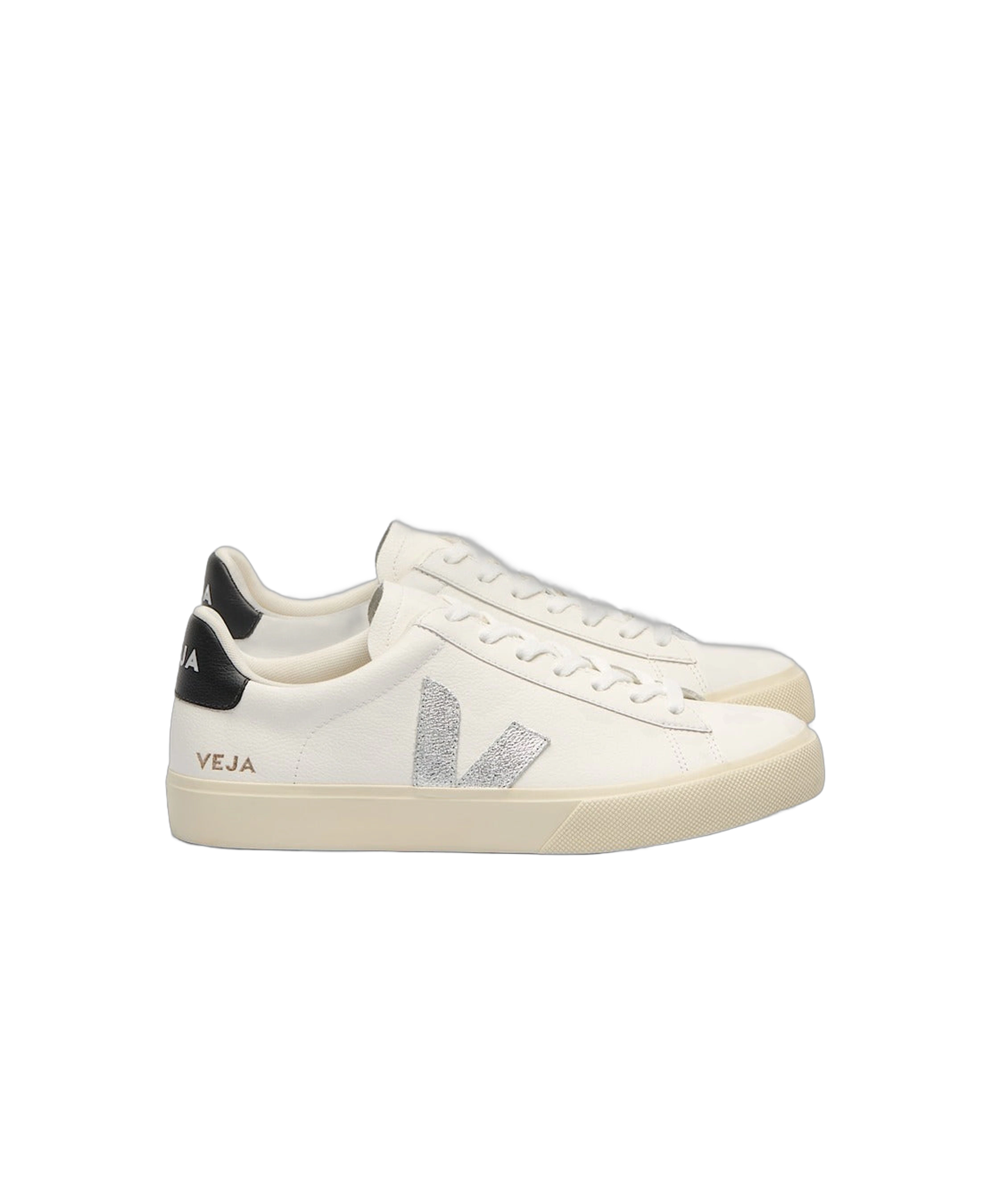 Zapatillas VEJA Campo Leather White Silver Black - flat lateral
