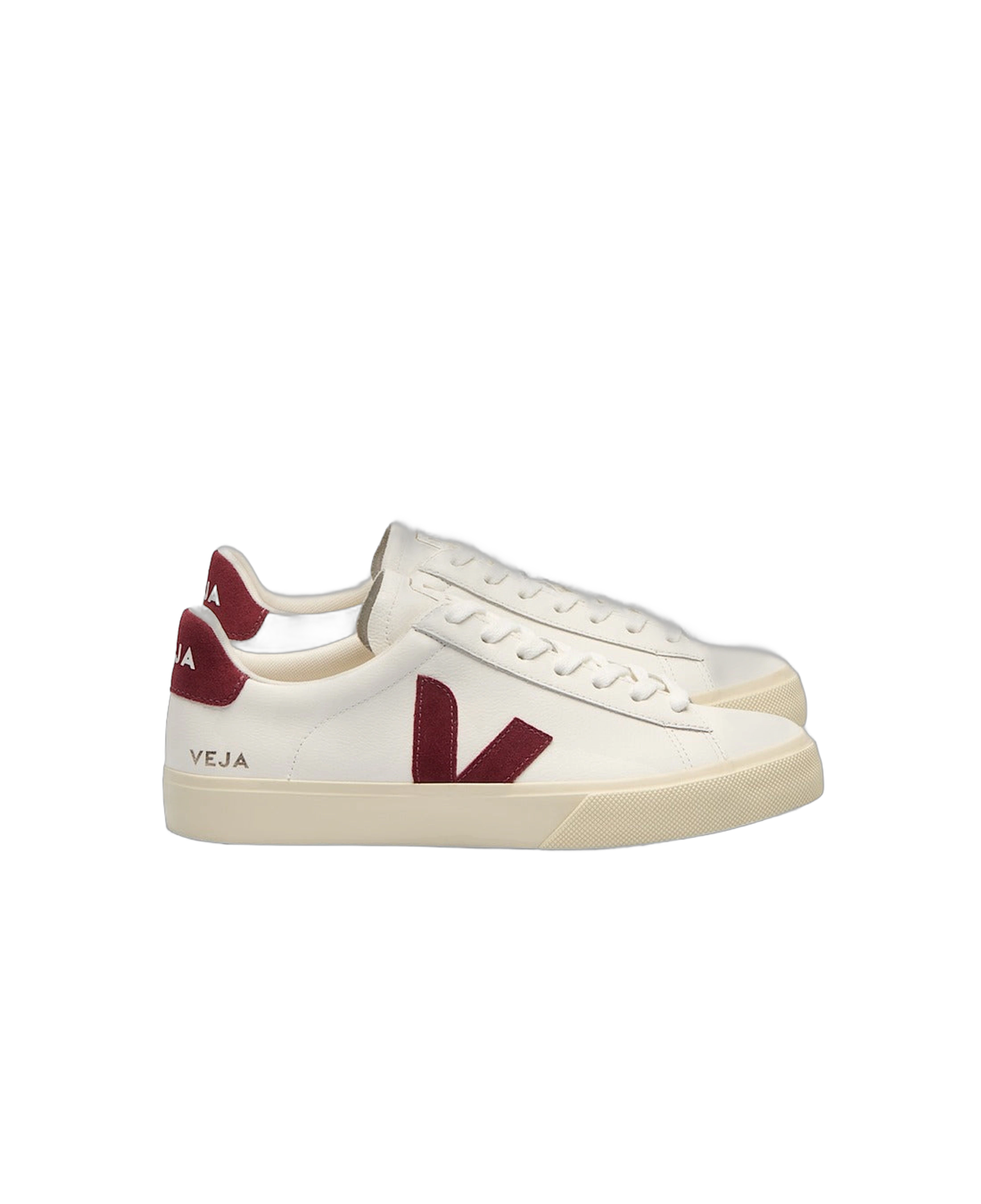 Zapatillas VEJA Campo Leather White Grenat - flat lateral
