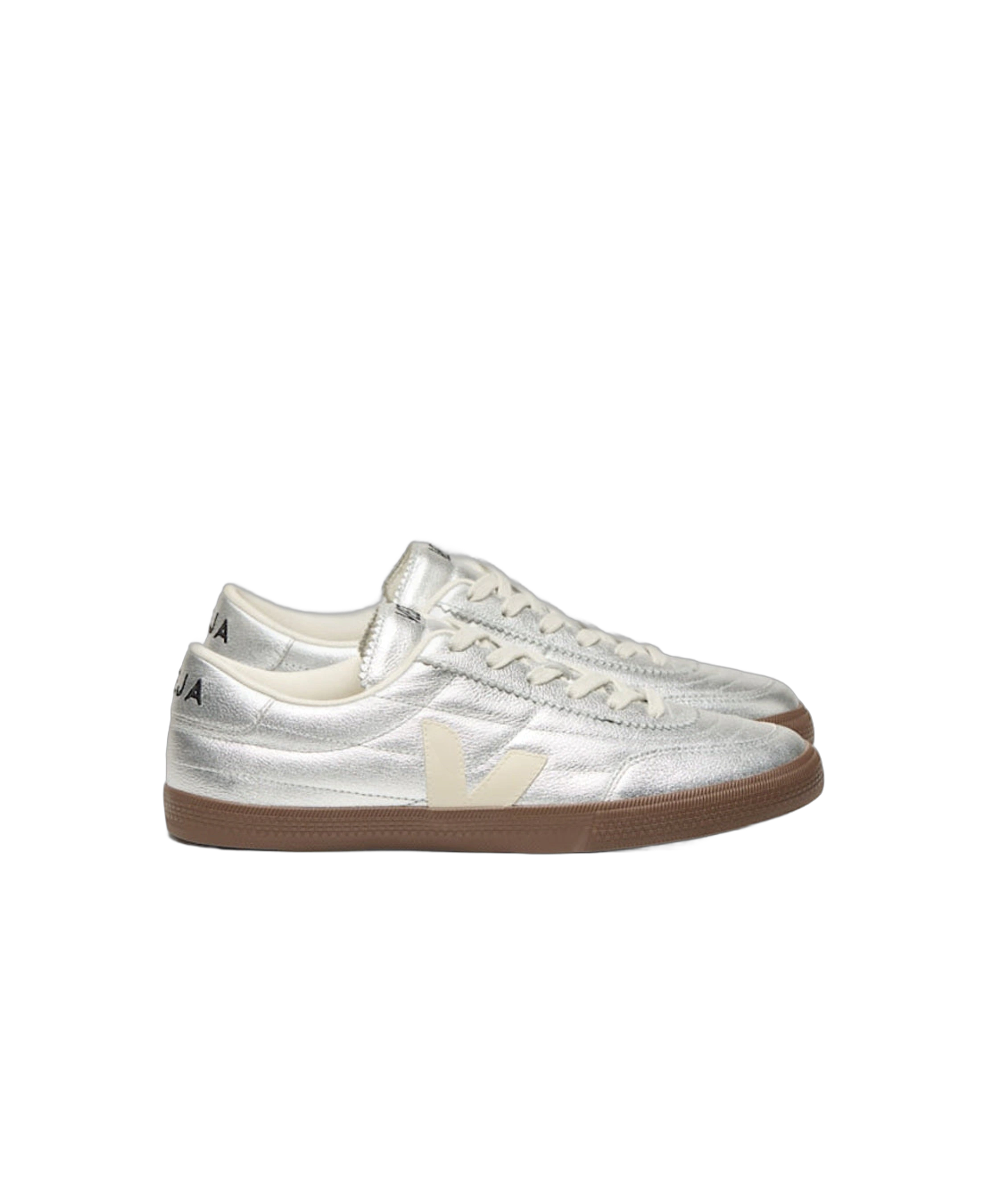 Zapatillas VEJA Panenka Leather Silver White Pierre Bark - flat lateral