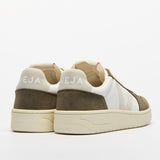 VEJA V-82 Leder-Sneaker in Weiß und Natur-Khaki