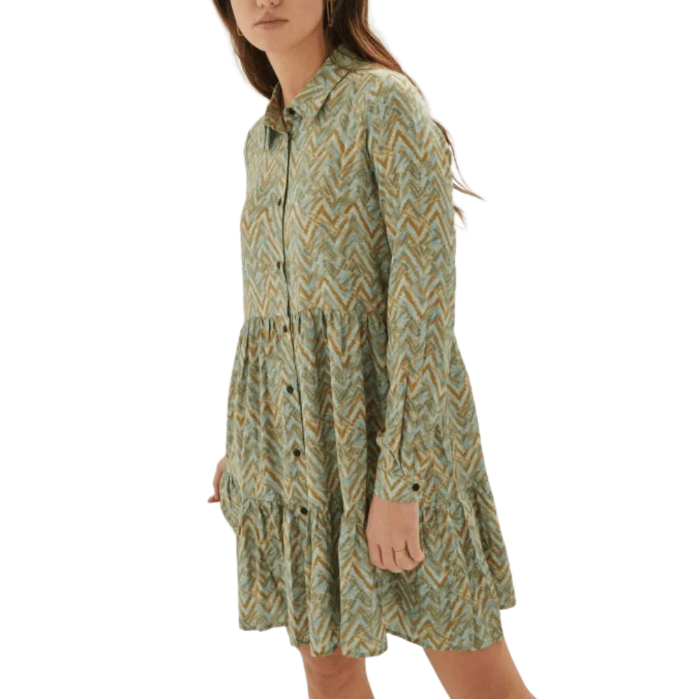 Vestido 24colours Camisero Estampado 21050 - ECRU