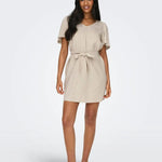 Vestido JDY Say Lino Oatmeal - ECRU