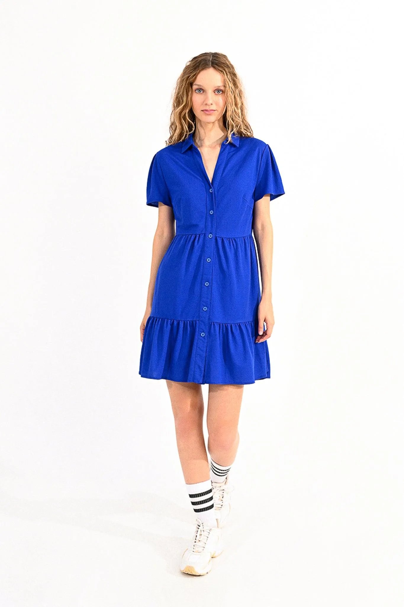 Vestido Lili Sidonio Azul Royal Camisero - ECRU
