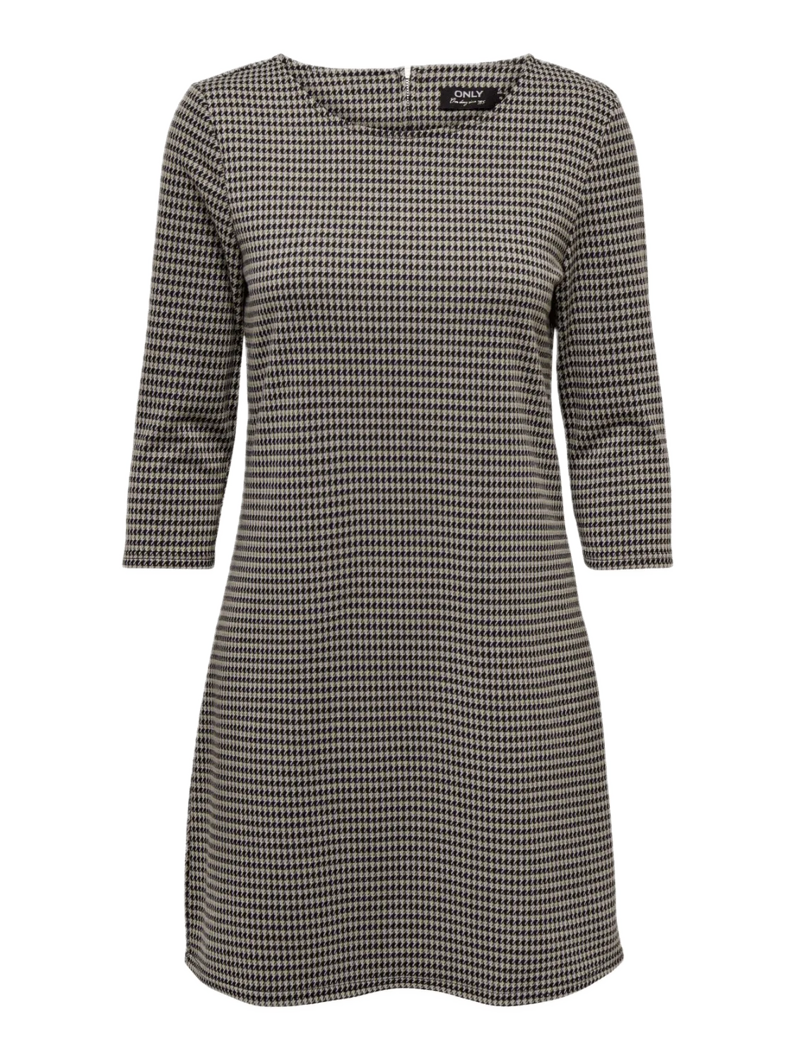 Vestido ONLY Brilliant Black Brown Houndstooth - ECRU