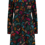 Vestido Sugarhill Camisero Zadie Dark Green Tiger Cutouts - ECRU