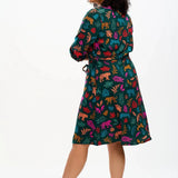 Vestido Sugarhill Camisero Zadie Dark Green Tiger Cutouts - ECRU