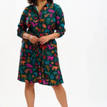 Vestido Sugarhill Camisero Zadie Dark Green Tiger Cutouts - ECRU