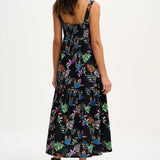 Vestido Sugarhill Charlotte Maxi Black Rainbow Toucans - ECRU