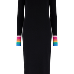 Vestido Sugarhill de Punto Liselle Black, Rainbow Stripe Cuffs - ECRU