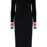 Vestido Sugarhill de Punto Liselle Black, Rainbow Stripe Cuffs - ECRU