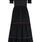 Vestido Sugarhill Harley Midi Negro Rainbow Shirring - ECRU
