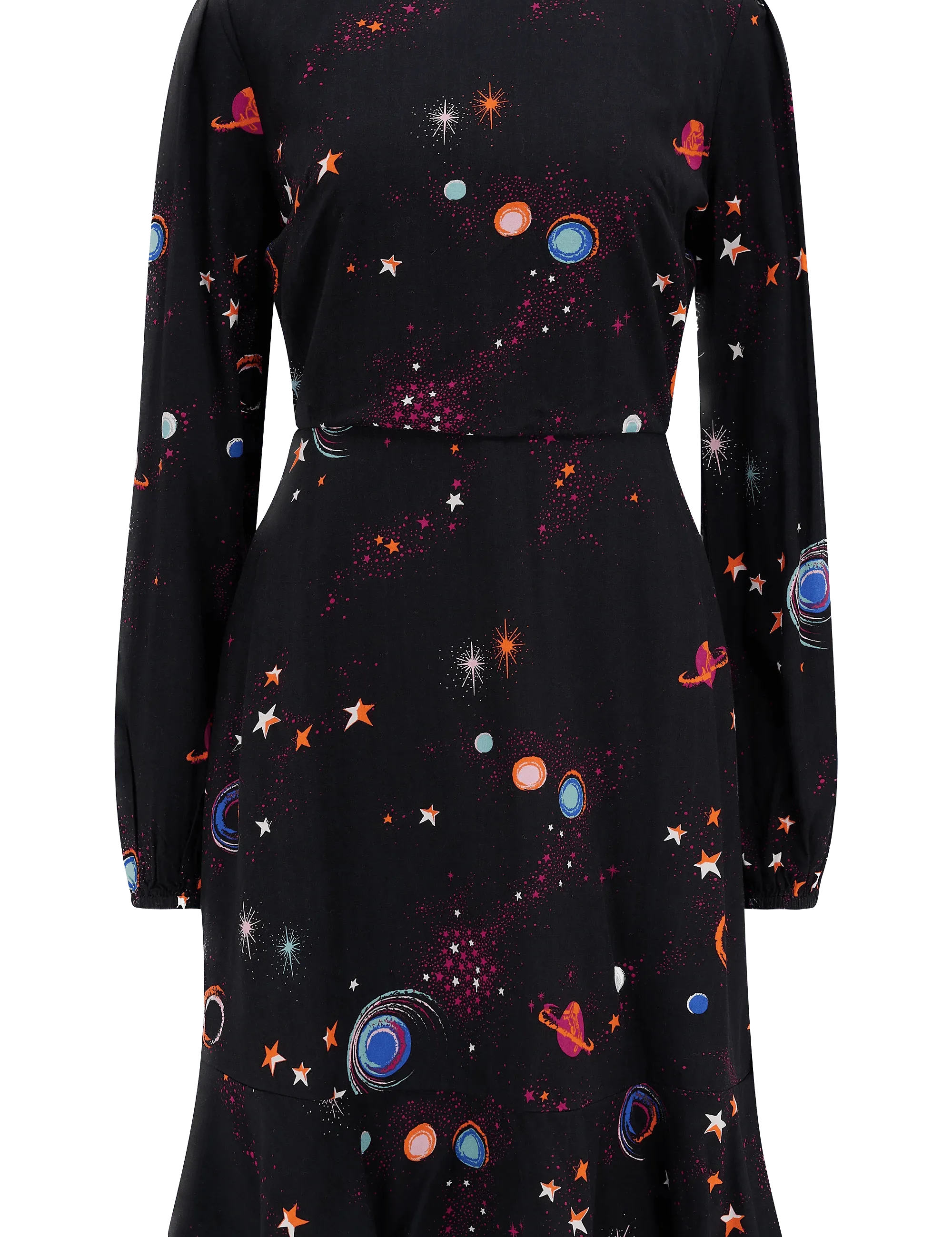 Vestido Sugarhill Juliette Black Colourful Universe - ECRU