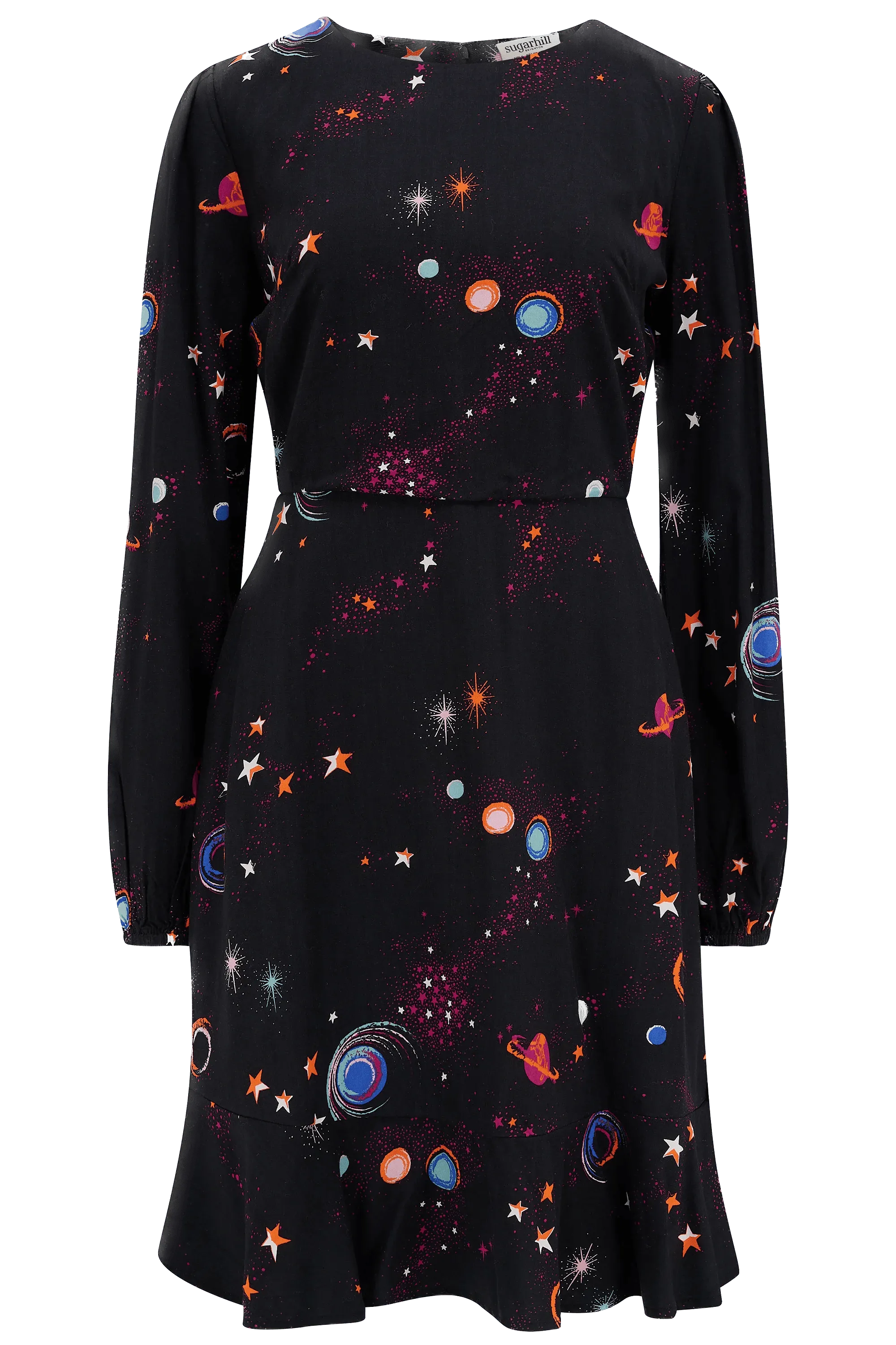 Vestido Sugarhill Juliette Black Colourful Universe - ECRU