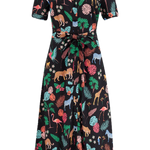 Vestido Sugarhill Lauretta Camisero Black Tropical Safari - ECRU