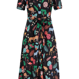 Vestido Sugarhill Lauretta Camisero Black Tropical Safari - ECRU